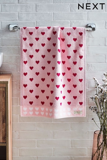 Pink Hearts 100% Cotton Towel (123268) | £8 - £18