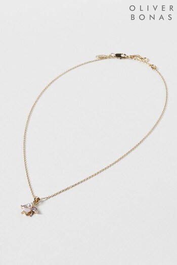 Oliver Bonas Pink Bronte Bee Pendant Chain Necklace (123311) | £22