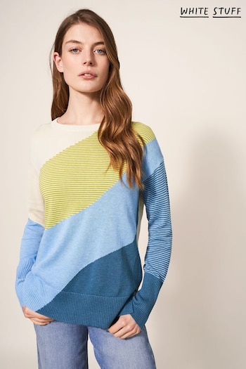 White Stuff Blue Olive Abstract Jumper (123321) | £55