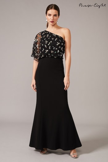 Phase Eight Black Adele Sequinned One Shoulder Dress (123515) | £295