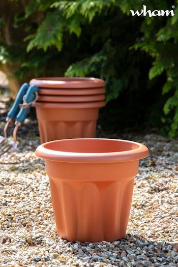 Wham Set of 5 Brown Garden Vista 25cm Plastic Round Planters (124031) | £16