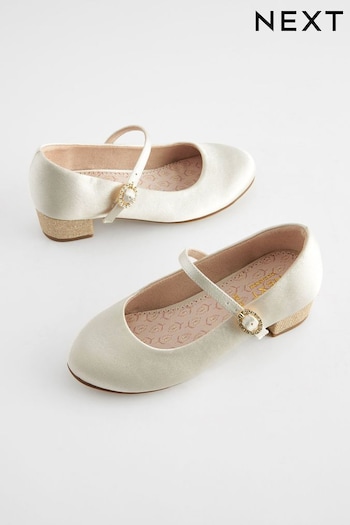 Ivory Satin Stain Resistant Bridesmaid Wide Fit (G) Mary Jane Occasion Shoes (124203) | £22 - £29