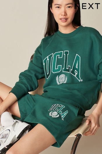 Green License UCLA Collegiate University Graphic Crew Neck Varsity Sweatshirt (124340) | £32