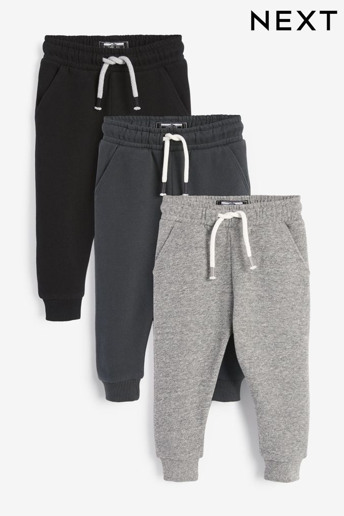 Monochrome Soft Touch Joggers 3 Pack (3mths-7yrs) (124823) | £22 - £26