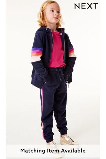 Navy Blue Rainbow Stripe Joggers Soft Touch Jersey (3-16yrs) (124929) | £10 - £15