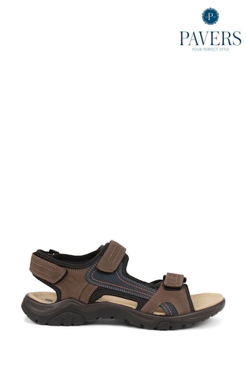 Pavers Adjustable Brown Leather Walking Sandals (124981) | £40