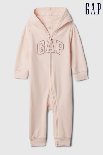 Gap Pink Logo Zip Up Long Sleeve Sleepsuit (Newborn-24mths) (125067) | £25