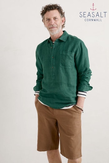 Seasalt Cornwall Green Mens Artist's Linen Shirt (125143) | £35