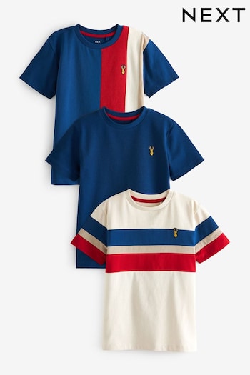 Red/Blue Textured Colourblock T-Shirts Down 3 Pack (3-16yrs) (125274) | £21 - £27