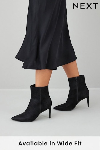 Black Forever Comfort® Point Toe Heeled Ankle Boots (125316) | £42