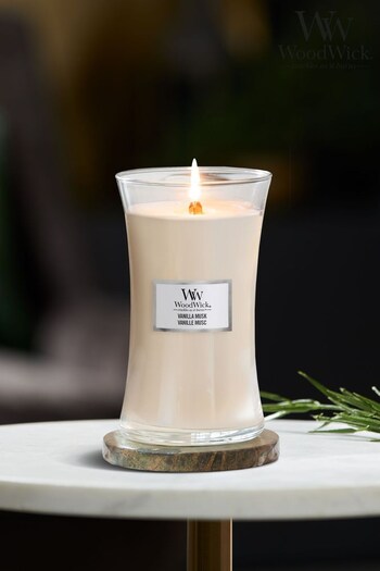 Woodwick Cream Large Vanilla Musk Scented Jar Candle (125330) | £33