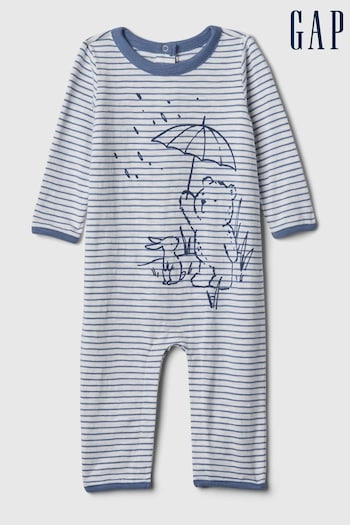 Gap Blue Graphic Print Stripe Baby Sleepsuit (Newborn-24mths) (125340) | £18