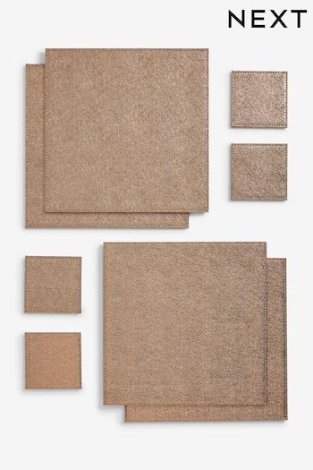 Set of 4 Bronze Reversible Faux Leather Placemats and Coasters (125795) | £24