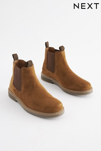 Tan Brown Wide Fit (G) Leather Chelsea trail Boots (125928) | £33 - £40