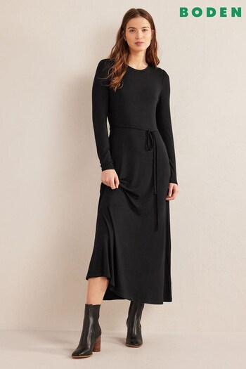 Boden Black Skirt Detail Jersey Midi Dress (126395) | £70