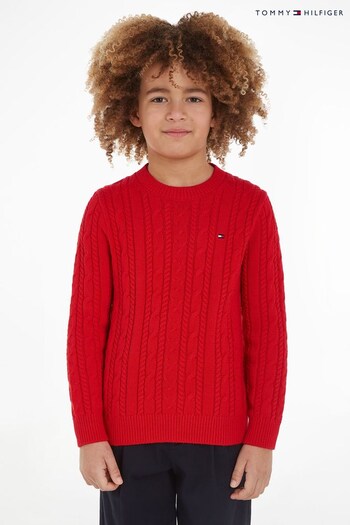 Tommy Hilfiger Kids Red Essential Cable Sweater (126419) | £55 - £65