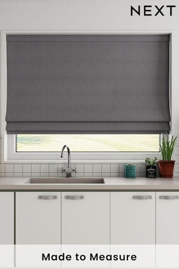 Charcoal Grey Cotton Made to Measure Roman Blind (126457) | £52