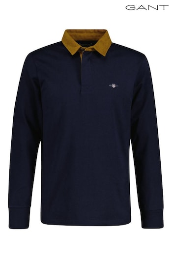 GANT Blue Corduroy Collar Rugby Shirt (126503) | £100