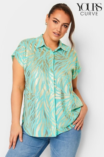 Yours Curve Green Button Through Shirt (126553) | £25