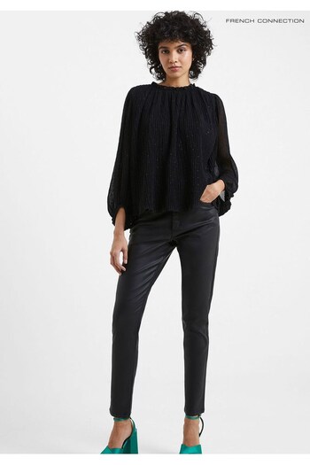 French Connection Callie Pleated Black Top (126624) | £65