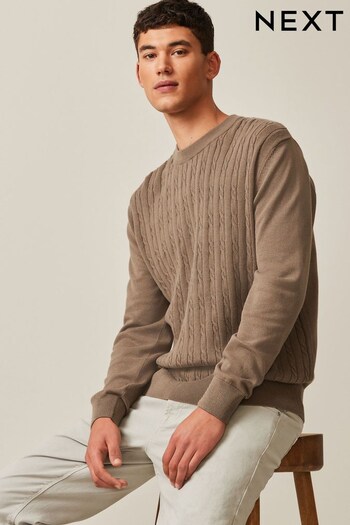 Brown Regular Fine Cable Knitted Jumper (126699) | £28
