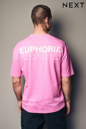 Pink Relaxed Fit Back Print Graphic T-Shirt (126928) | £16