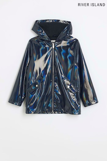 River Island Blue Oil Slick Rainmac Girls Coat (127049) | £35 - £46