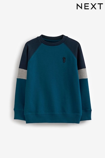 Teal Blue Long Sleeve Raglan Crew Sweatshirt (3-16yrs) (127129) | £12 - £18