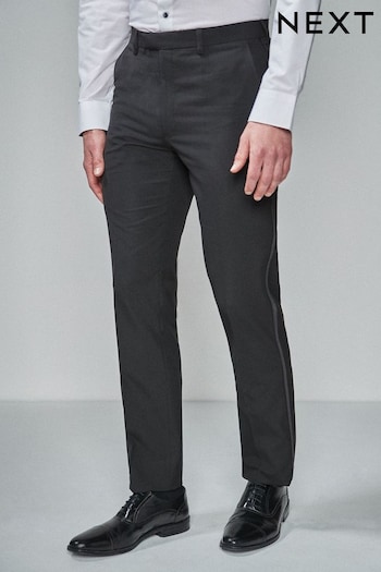 Black with Tape Detail Regular Fit Tuxedo Suit Trousers (127417) | £35