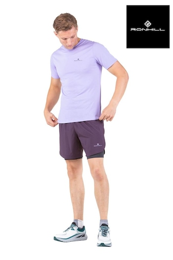 Ronhill Mens Purple Life 7" Two-In-One Running Twin Shorts (127504) | £50