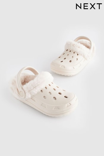Neutral Bone Faux Fur Lined Clog Slippers (127682) | £12 - £15