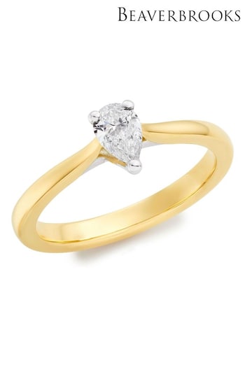 Beaverbrooks 18ct Yellow Gold Pear Diamond Solitaire Ring (128071) | £3,250