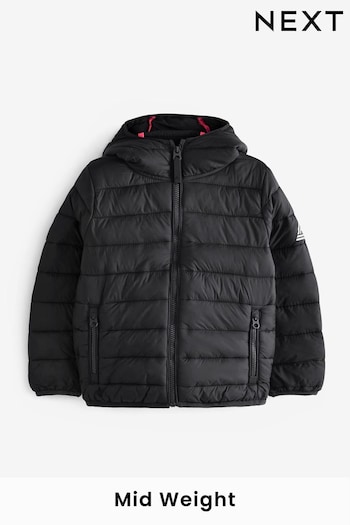 Black Quilted Midweight Hooded Coat (3-17yrs) (128098) | £22 - £35