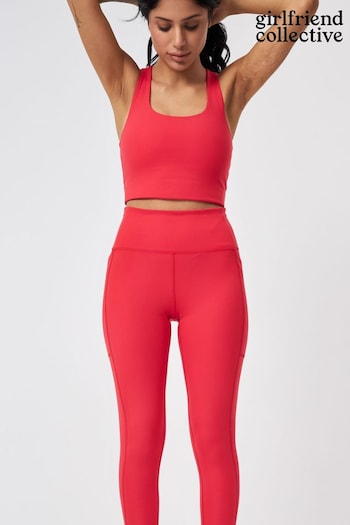 Girlfriend Collective Red 7/8 Pocket High Rise Leggings (128229) | £75
