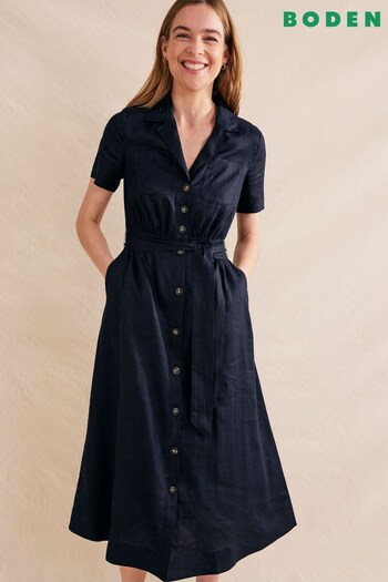 Boden Blue Revere Collar Maxi Shirt Dress (128441) | £120