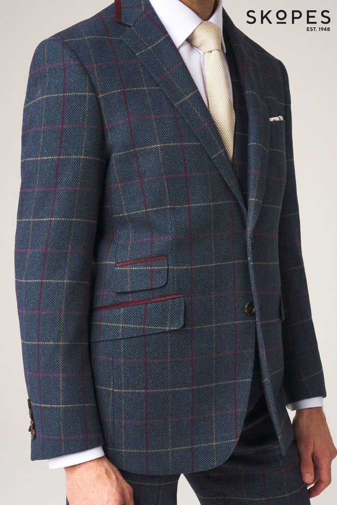 Skopes Doyle Navy Blue Tweed Tailored Wool Blend Suit Jacket (128681) | £135