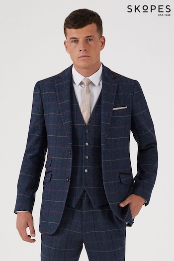 Skopes Doyle Navy Blue Tweed Tailored Wool Blend Suit Jacket (128681) | £135