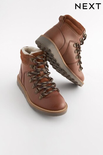 Tan Brown Hiker Leather grigio Boots (128762) | £32 - £39
