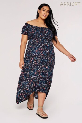Apricot Blue Multi Folk Floral Bardot Maxi Dress (128848) | £39