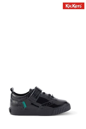 Kickers Infant Girls Tovni Brogue Patent Black Shoes competici (129028) | £46