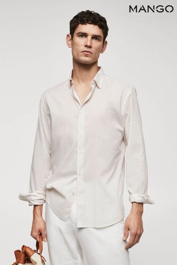 Mango Cream 100% Cotton Striped Shirt (129061) | £50
