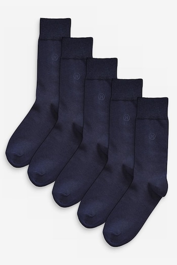 Navy Blue Logo 5 Pack Embroidered Lasting Fresh Socks (129255) | £12
