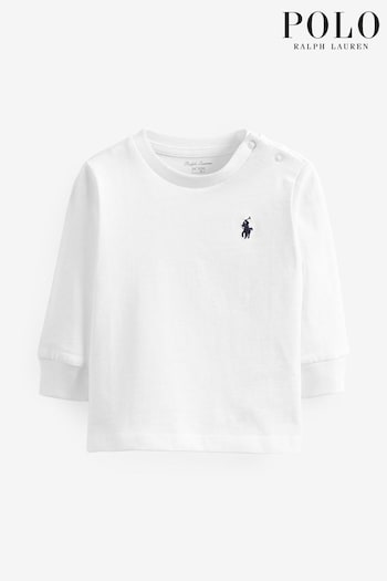Polo Ralph Lauren Baby White Long Sleeve Logo T-Shirt (129427) | £42