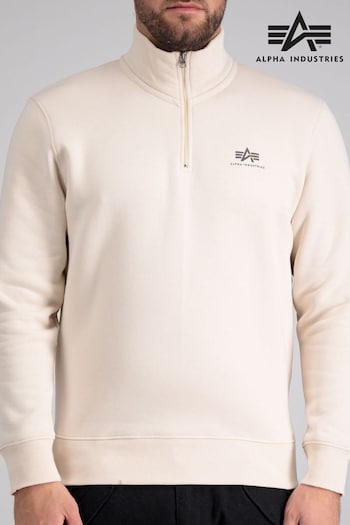 Alpha Industries Jet Stream White Half Zip Sweater (130053) | £90