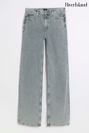 River Island Grey Tall 90s Long Straight Carla Jeans (130187) | £45