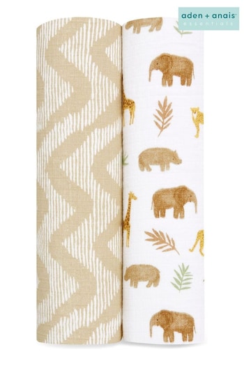 aden+anais Animal Print Essentials Tanzania Cotton Muslin Blanket 2 pack (130382) | £22