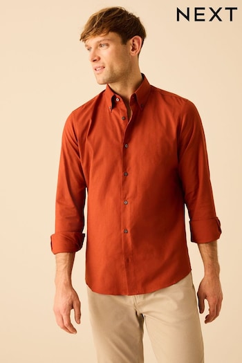 Terracotta Brown Slim Fit Easy Iron Button Down Oxford Shirt (130508) | £20