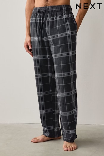 Black Check Cuffed Cosy Textured Long Pyjama Bottoms (130515) | £18