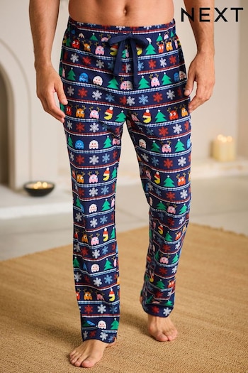 Navy Blue Pac-Man Christmas Cosy Pyjama Bottoms (130758) | £22