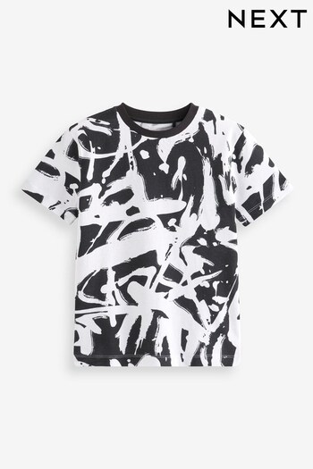 Black/White Scribble All-Over Print Short Sleeve T-Shirt (3-16yrs) (130799) | £8 - £13